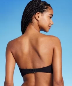 Women's Pucker Textured Center Front Shell Detail Bandeau Bikini Top - Wild Fable™ Mint Green