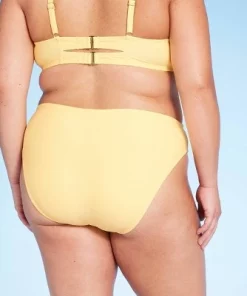 Women's Side-Tie Mid-Rise Cheeky High Leg Bikini Bottom - Wild Fable™ Yellow