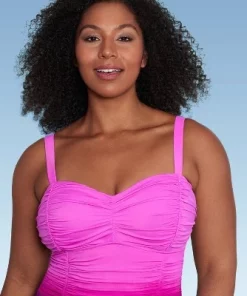 Women's UPF 50 Sweetheart Neck Seamed One Piece Swimsuit - Shape + Style™ by Aqua Green® Multi Pink -Default Template 7 GUEST d5503dbe 2964 4f97 ae31 ded5f859c0b8