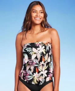 Women's Tropical Print Tiered Bandeau Tankini Top - Kona Sol™ Black -Default Template 7 GUEST d70409c5 4237 4568 bb87 637a9619de18 4