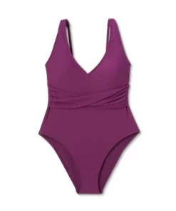 Women's Ribbed Plunge Twist-Front One Piece Swimsuit - Shade & Shore™ Purple -Default Template 7 GUEST d8022e5a 9220 4ecb 9937 b1f1f9c0eead