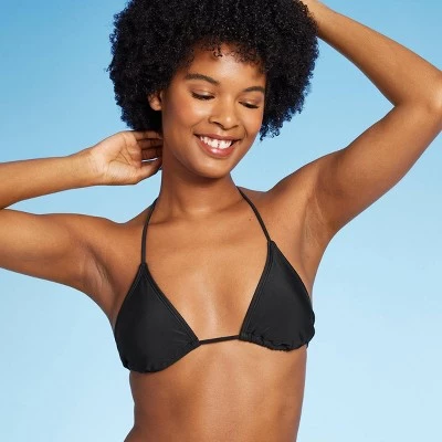 Women's Thin Strap Triangle Bikini Top - Wild Fable™ Black 4 Women's Thin Strap Triangle Bikini Top - Wild Fable™ Black - Image 2
