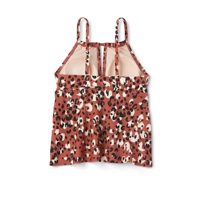 Women's Leopard Print High Neck Keyhole Tankini Top - Kona Sol™ Brown 7 Women's Leopard Print High Neck Keyhole Tankini Top - Kona Sol™ Brown - Image 5