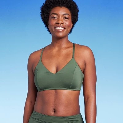 Women's Crossback Seamed Bralette Bikini Top - Kona Sol™ Green 12 Women's Crossback Seamed Bralette Bikini Top - Kona Sol™ Green - Image 10
