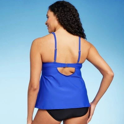 Women's Hidden Underwire Square Neck Tankini Top - Kona Sol™ Blue 5 Women's Hidden Underwire Square Neck Tankini Top - Kona Sol™ Blue - Image 3