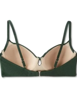 Women's Light Lift Tie-Front Keyhole Pique Textured Bikini Top - Shade & Shore™ Dark Green