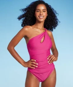 Women's One Shoulder Twist One Piece Swimsuit - Shade & Shore™ Green -Default Template 7 GUEST e02e176d 22b1 4f3c a960 67dd7767ca7e