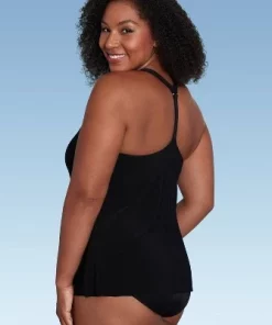 Women's UPF 50 V-Neck Racerback Tankini Top- Aqua Green® Black -Default Template 7 GUEST e213c71c 1a22 4e43 a5c7 3c611a2c6b1f