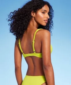 Women's Lightly Lined Twisted Strap Bikini Top - Shade & Shore™ Neon Yellow