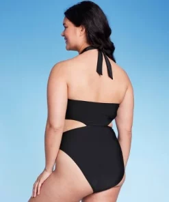 Women's Cross Front Halter One Piece Swimsuit - Wild Fable™ Black -Default Template 7 GUEST e412d338 0ea8 4958 8705 8d92631eb619
