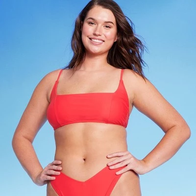 Women's Square Neck Bralette Bikini Top - Wild Fable™ Red 5 Women's Square Neck Bralette Bikini Top - Wild Fable™ Red - Image 3