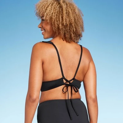 Women's Ruffle V-Neck Longline Triangle Bikini Top - Shade & Shore™ Burgundy 9 Women's Ruffle V-Neck Longline Triangle Bikini Top - Shade & Shore™ Burgundy - Image 7