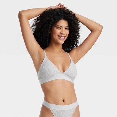 Women's Busty Cotton Triangle Bralette - Auden™ Heathered Gray 7 Women's Busty Cotton Triangle Bralette - Auden™ Heathered Gray - Image 5