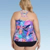Women's UPF 50 V-Neck Tankini Top - Aqua Green® Multi