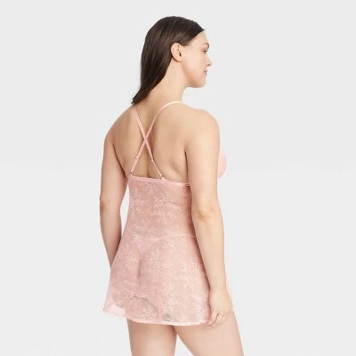 Women's Lace Triangle Lingerie Babydoll with Thong - Auden™ Red 6 Women's Lace Triangle Lingerie Babydoll with Thong - Auden™ Red - Image 4