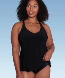 Women's UPF 50 V-Neck Racerback Tankini Top- Aqua Green® Black -Default Template 7 GUEST e6e785f0 9430 4c76 95e2 535077f4af7d