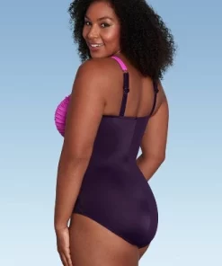 Women's UPF 50 Sweetheart Neck Seamed One Piece Swimsuit - Shape + Style™ by Aqua Green® Multi Pink -Default Template 7 GUEST e75079c6 d431 4675 aa8c 3a97131745d8