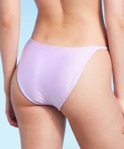 Women's Side Tab High Leg Cheeky Bikini Bottom - Wild Fable™ Shiny Light Purple