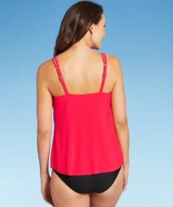 Women's UPF 50 High Neck Keyhole Tankini Top - Aqua Green® Blue