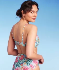 Women's Tropical Print Crossover Triangle Bikini Top - Kona Solâ„¢ Multi