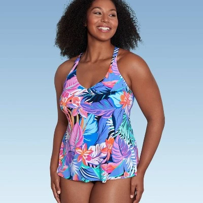 Women's UPF 50 V-Neck Tankini Top - Aqua Green® Multi Tropical Print 16 Women's UPF 50 V-Neck Tankini Top - Aqua Green® Multi Tropical Print - Image 14