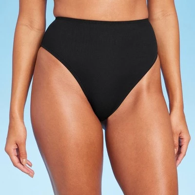 Women's Ribbed High Waist Cheeky Bikini Bottom - Shade & Shore™ Brown 5 Women's Ribbed High Waist Cheeky Bikini Bottom - Shade & Shore™ Brown - Image 3