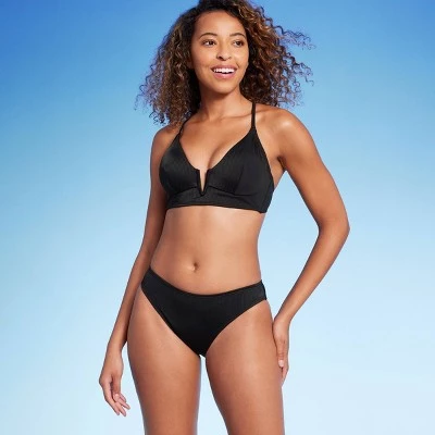 Women's Ribbed Hipster Cheeky Bikini Bottom - Shade & Shore™ Black 4 Women's Ribbed Hipster Cheeky Bikini Bottom - Shade & Shore™ Black - Image 2