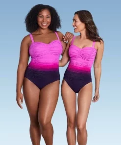Women's UPF 50 Sweetheart Neck Seamed One Piece Swimsuit - Shape + Style™ by Aqua Green® Multi Pink -Default Template 7 GUEST eeafa5e1 efc2 4975 9acd 106c3f403b4e