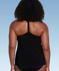 Women's UPF 50 V-Neck Racerback Tankini Top- Aqua Green® Black -Default Template 7 GUEST ef3d9a61 9ad7 4795 929d 314400358b74