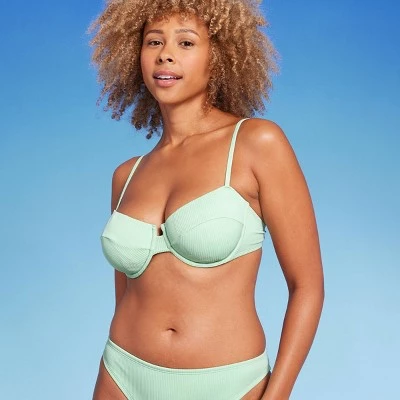 Women's Ribbed Underwire Bikini Top - Shade & Shore™ Green 5 Women's Ribbed Underwire Bikini Top - Shade & Shore™ Green - Image 3
