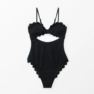 Women's Cutout Scallop Trim One Piece Swimsuit -Cupshe 6 Women's Cutout Scallop Trim One Piece Swimsuit -Cupshe - Image 4