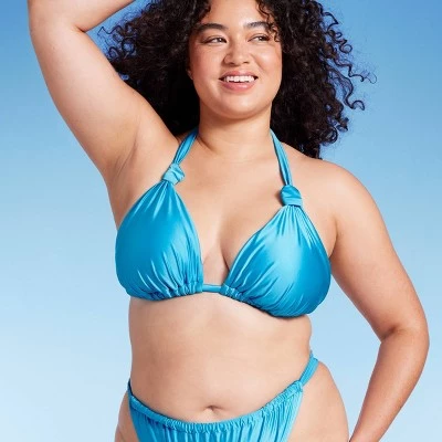 Women's Knotted Halter Bikini Top - Wild Fable™ Shiny Blue 5 Women's Knotted Halter Bikini Top - Wild Fable™ Shiny Blue - Image 3