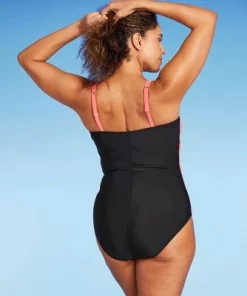 Women's High Neck Keyhole Wrap One Piece Swimsuit - Aqua Green® Coral Pink -Default Template 7 GUEST f5666f47 ad77 40f9 9cc9 54e5bcc74239