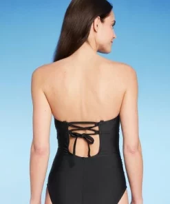 Women's Twist-Front Bandeau Classic One Piece Swimsuit with Tummy Control - Kona Sol™ Black -Default Template 7 GUEST f662a2ad 0801 49eb 9013 bfa2d8bc2a8e