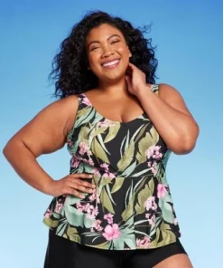 Women's Tropical Print Underwire V-Neck Tankini Top- Kona Sol™ Multi -Default Template 7 GUEST fa137982 b556 4407 bdb7 78308544ce81 2