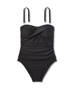 Women's Twist-Front Bandeau Classic One Piece Swimsuit with Tummy Control - Kona Sol™ Black -Default Template 7 GUEST fafaedec 0c76 4bac a58b 22a16ae6598d