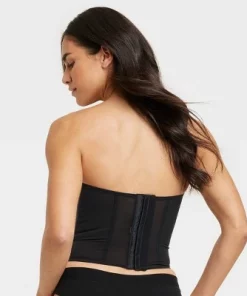 Women's Sequin Mesh Lingerie Corset - Auden™ Black